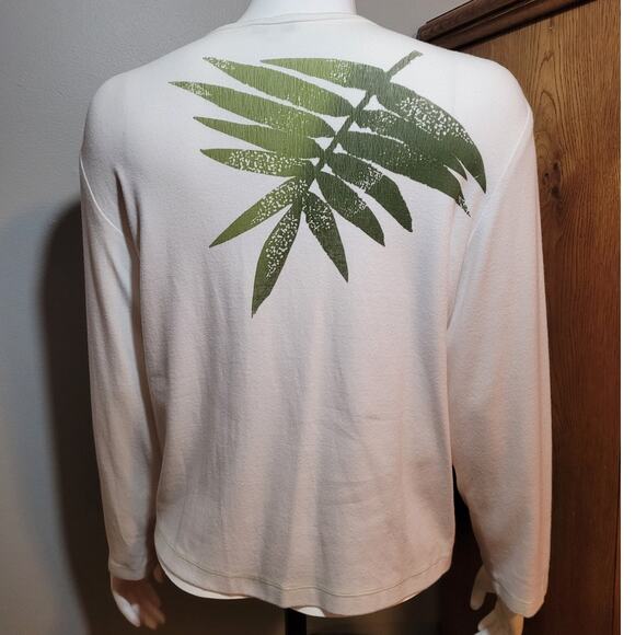 KD SPRING White Botanical Cardigan Sz Small Crochet Grannycore Kitschy Ferns - Picture 5 of 11